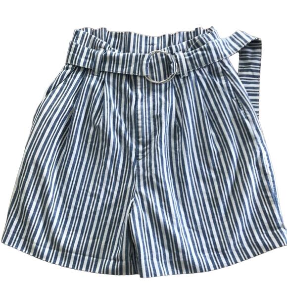 Free People paperbag striped shorts size 10 - Picture 1 of 13
